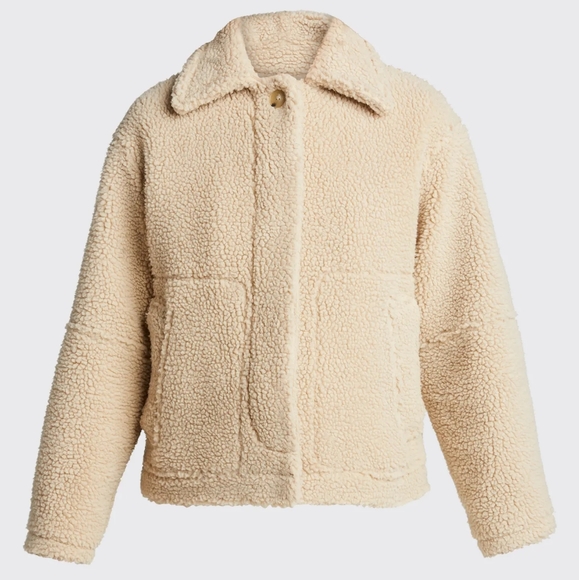 Nwt Vince Sherpa Beige Button Up Jacket 